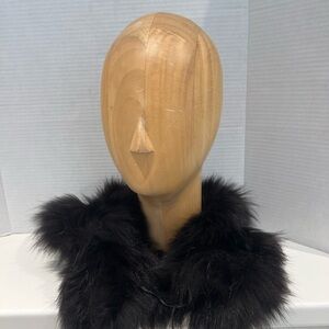 Adrienne Landau Black Fur Collar Scarf